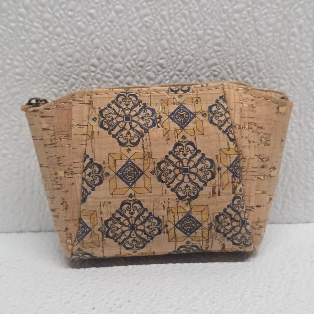 Modaserver Cork Change Purse Coin Purse - Tan, Navy Blue, Yellow